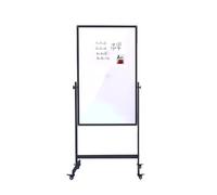 IVOL Tableau blanc mobile, en acier laqué noir, double face, magnétique et réglable en hauteur, 80 x 120 cm