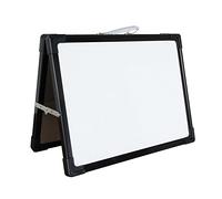 IVOL Tableau blanc portable - 30 x 40 cm - Inscriptible des deux côtés - Avec poignée de transport et cadre en aluminium - Noir