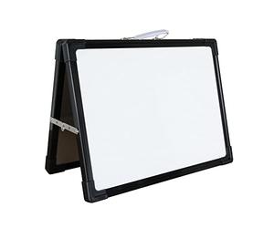 IVOL Tableau blanc portable - 30 x 40 cm - Inscriptible des deux côtés - Avec poignée de transport et cadre en aluminium - Noir