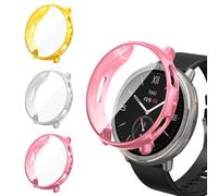 ivoler 3 Pièces Coque avec Protection Écran pour Amazfit Active 2 (Round Edition), Étui de Protecteur Complète en TPU Souple Mince Antichoc Anti-Rayures Housse (Or + Argent + Rose)
