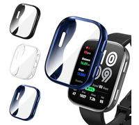 ivoler 3 Pièces Coque avec Protection Écran pour Amazfit Bip 6, Étui de Protecteur Complète en TPU Souple Mince Antichoc Anti-Rayures Housse (Transparent + Noir + Bleu)
