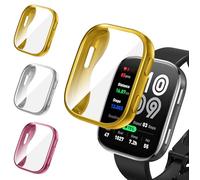 ivoler 3 Pièces Coque avec Protection Écran pour Amazfit Bip 6, Étui de Protecteur Complète en TPU Souple Mince Antichoc Anti-Rayures Housse (Or + Argent + Rose)