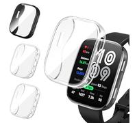 ivoler 3 Pièces Coque avec Protection Écran pour Amazfit Bip 6, Étui de Protecteur Complète en TPU Souple Mince Antichoc Anti-Rayures Housse (2 Transparent + 1 Noir)