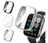 ivoler 3 Pièces Coque avec Protection Écran pour Amazfit Bip 6, Étui de Protecteur Complète en TPU Souple Mince Antichoc Anti-Rayures Housse (Transparent + Noir + Argent)