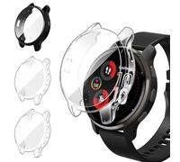 ivoler 3 Pièces Coque avec Protection Écran pour Garmin Venu 2 Plus 43mm, Étui de Protecteur Complète en TPU Souple Mince Antichoc Anti-Rayures Housse (2 Transparent + 1 Noir)