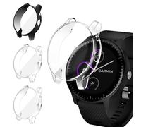 ivoler 3 Pièces Coque avec Protection Écran pour Garmin Vivoactive 3 Music (Pas pour Vivoactive 3), Étui de Protecteur Complète en TPU Souple Antichoc Anti-Rayures Housse (2 Transparent + 1 Noir)