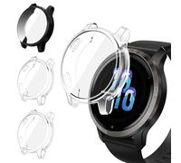 ivoler 3 Pièces Coque avec Protection Écran pour Garmin Vivoactive 4 45mm / Garmin Venu 2 45mm, Étui de Protecteur Complète en TPU Souple Mince Antichoc Anti-Rayures Housse (2 Transparent + 1 Noir)