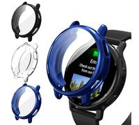 ivoler 3 Pièces Coque avec Protection Écran pour Garmin Vivoactive 5, Étui de Protecteur Complète en TPU Souple Mince Antichoc Anti-Rayures Housse (Transparent + Noir + Bleu)