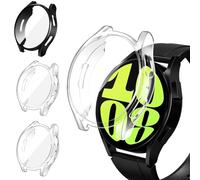 ivoler 3 Pièces Coque avec Protection Écran pour Samsung Galaxy Watch6 44mm(No pour Samsung Galaxy Watch6 40mm), TPU Souple Mince Antichoc Anti-Rayures Housse (2 Transparent + 1 Noir)
