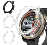 ivoler 3 Pièces Coque Dur HD Clair pour Amazfit Cheetah (Round Edition) / Amazfit Cheetah Pro, Ultra Mince Étui de Protection Antichoc, Anti-Rayures Rigide Bumper Housse Case (2 Transparent + 1 Noir)