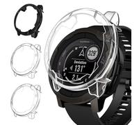 ivoler 3 Pièces Coque Dur HD Clair pour Garmin Instinct 2 45mm, Ultra Mince Étui de Protection Antichoc, Anti-Rayures Rigide PC Bumper Housse Case (2 Transparent + 1 Noir)