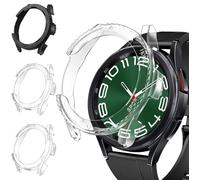 ivoler 3 Pièces Coque Dur HD Clair pour Samsung Galaxy Watch 6 Classic 47mm, Ultra Mince Étui de Protection Antichoc, Anti-Rayures Rigide PC Bumper Housse Case (2 Transparent + 1 Noir)