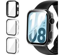 ivoler 3 Pièces Coque Dur PC pour Honor Watch X5i, Couverture Complète Protection écran en Verre Trempé Étui de Protection Antichoc Mince Anti-Rayures Bumper Housse (2 Transparent + 1 Noir)