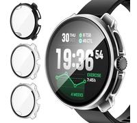 ivoler 3 Pièces Coque Dur PC pour Suunto Race 2, Couverture Complète Protection écran en Verre Trempé Étui de Protection Antichoc Mince Anti-Rayures Bumper Housse (2 Transparent + 1 Noir)