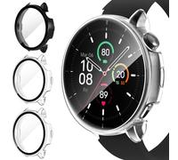 ivoler 3 Pièces Coque pour OnePlus Watch 3 43mm / Oppo Watch X2 Mini, Couverture Complète Protection écran en Verre Trempé Étui de Protection Antichoc Anti-Rayures Housse (2 Transparent + 1 Noir)