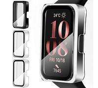 ivoler 3 Pièces Dur PC Coque avec Protection écran en Verre Trempé pour Honor Band 7 / Band 6 / Huawei Band 7/6, Couverture Complète Étui de Protection Anti-Rayures Housse (2 Transparent + 1 Noir)
