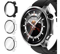 iVoler 3 Pièces Dur PC Coque avec Protection écran en Verre Trempé pour OnePlus Watch 3 47mm / Oppo Watch X2, Couverture Complète Étui de Protection Anti-Rayures Bumper Housse (2 Transparent + 1 Noir)