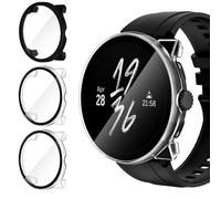 ivoler 3 Pièces Dur PC Coque avec Protection écran en Verre Trempé pour Suunto Race S, Couverture Complète Étui de Protection Anti-Rayures Bumper Housse (2 Transparent + 1 Noir)