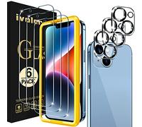 ivoler 3 Pièces Film Protection écran en Verre Trempé pour iPhone 14 6.1 Pouces avec 3 Pièces Caméra Arrière Protecteur, Outil d'Installation Facile, 9H Dureté, Anti-Rayures, sans Bulles