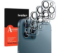 ivoler 4 Pièces Verre Trempe Caméra Arrière Protecteur pour iPhone 12 Pro 6.1 Pouces, [Couverture Complète] Dureté 9H Anti Rayures Film de Protection écran Camera Lentille, HD Clear, sans Bulles