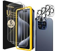 ivoler 7 en 1 Mat Verre Trempé Compatible avec Phone 15 Pro Max 6.7 Pouces, 3 Film de Vitre Protection d’écran avec 3 Caméra Arrière Protecteur et Outil D'alignement Facile, sans Bulles, 9H Dureté