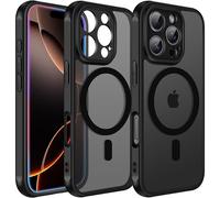 ivoler Coque Magnétique pour iPhone 16 Pro, Compatible avec MagSafe, Translucide Mat Arrière Étui de Protection en Silicone Liquide Antichoc, Mince Anti-Rayures Dos Bumper Housse, Noir