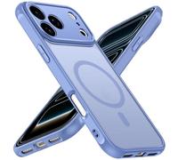 ivoler Coque Magnétique pour iPhone 17 Pro Max, Compatible avec MagSafe, Translucide Mat Arrière Étui de Protection en Silicone Liquide Antichoc, Mince Anti-Rayures Dos Bumper Housse, Bleu