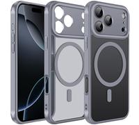 ivoler Coque Magnétique pour iPhone 17 Pro Max, Compatible avec MagSafe, Translucide Mat Arrière Étui de Protection en Silicone Liquide Antichoc, Mince Anti-Rayures Dos Bumper Housse, Gris