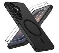 ivoler Coque Magnétique pour Samsung Galaxy S26 5G avec 2 Pièces Verre Trempé, Compatible avec MagSafe, Translucide Mat Arrière Étui de Protection en Silicone Liquide Antichoc, Noir