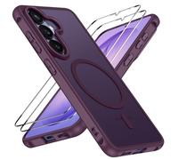 ivoler Coque Magnétique pour Samsung Galaxy S26 5G avec 2 Pièces Verre Trempé, Compatible avec MagSafe, Translucide Mat Arrière Étui de Protection en Silicone Liquide Antichoc, Bordeaux