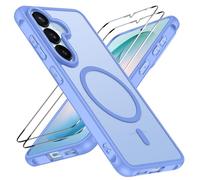 ivoler Coque Magnétique pour Samsung Galaxy S26 5G avec 2 Pièces Verre Trempé, Compatible avec MagSafe, Translucide Mat Arrière Étui de Protection en Silicone Liquide Antichoc, Bleu Clair