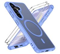 ivoler Coque Magnétique pour Samsung Galaxy S26+ / S26 Plus 5G avec 2 Pièces Verre Trempé, Compatible avec MagSafe, Translucide Mat Arrière Étui de Protection en Silicone Liquide Antichoc, Bleu Clair