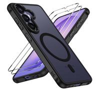 ivoler Coque Magnétique pour Samsung Galaxy S26+ / S26 Plus 5G avec 2 Pièces Verre Trempé, Compatible avec MagSafe, Translucide Mat Arrière Étui de Protection en Silicone Liquide Antichoc, Noir