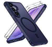 ivoler Coque Magnétique pour Samsung Galaxy S26+ / S26 Plus 5G avec 2 Pièces Verre Trempé, Compatible avec MagSafe, Translucide Mat Arrière Étui de Protection en Silicone Liquide Antichoc, Bleu Foncé