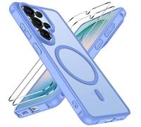 ivoler Coque Magnétique pour Samsung Galaxy S26 Ultra 5G avec 2 Pièces Verre Trempé, Compatible avec MagSafe, Translucide Mat Arrière Étui de Protection en Silicone Liquide Antichoc, Bleu Clair