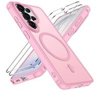 ivoler Coque Magnétique pour Samsung Galaxy S26 Ultra 5G avec 2 Pièces Verre Trempé, Compatible avec MagSafe, Translucide Mat Arrière Étui de Protection en Silicone Liquide Antichoc, Rose