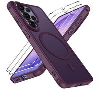 ivoler Coque Magnétique pour Samsung Galaxy S26 Ultra 5G avec 2 Pièces Verre Trempé, Compatible avec MagSafe, Translucide Mat Arrière Étui de Protection en Silicone Liquide Antichoc, Bordeaux