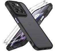 iVoler Coque Mat pour Motorola Moto G87 / G77 / G67 5G avec 2 Pièces Verre Trempé, [Protection Antichoc Militaire] Arrière Translucide Étui de Protection Mince Dur Dos Anti-Rayures Bumper Housse, Noir