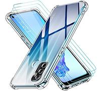 ivoler Coque pour Oppo A53 / Oppo A53s avec 3 Pièces Protection Écran en Verre Trempé, Transparent Étui de Protection en Silicone Antichoc, Mince Souple TPU Bumper Housse