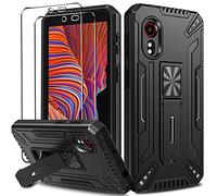 ivoler Coque pour Samsung Galaxy Xcover 5 avec Support Béquille et 2 Pièces Verre Trempé, [Protection Antichoc Militaire] Étui de Téléphone, Anti-Rayures Dos Rigide PC Bumper Housse, Noir