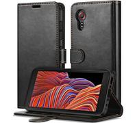ivoler Coque pour Samsung Galaxy Xcover 5, [Blocage du Signal RFID] Housse en Cuir PU Etui à Rabat, Étui de Protection Pochette de Portefeuille avec Porte-Cartes et Fonction de Support, Noir