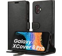 ivoler Coque pour Samsung Galaxy Xcover 6 Pro, [Blocage du Signal RFID] Housse en Cuir PU Etui à Rabat, Étui de Protection Pochette de Portefeuille avec Porte-Cartes et Fonction de Support, Noir