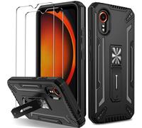 ivoler Coque pour Samsung Galaxy Xcover 7 avec Support Béquille et 2 Pièces Verre Trempé, [Protection Antichoc Militaire] Étui de Téléphone, Anti-Rayures Dos Rigide PC Bumper Housse, Noir