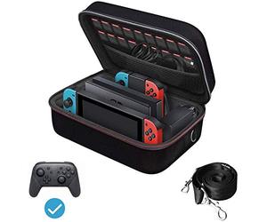 ivoler Etui Compatible avec Nintendo Switch et Switch OLED, Deluxe Housse Sacoche de Transport à Coque Rigide Anti Choc Pochette avec Espace, Large pour Console, Dock, Joy-Cons, 18 Cartouche de Jeux