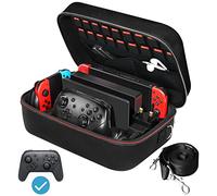 ivoler Etui pour Nintendo Switch, Deluxe Housse Sacoche de Transport à Coque Rigide Anti Choc Pochette avec pour Console Switch, Switch Dock, Joy-Cons, 18 Cartouche de Jeux et Autres-Bleu Marin