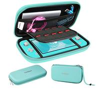 ivoler Etui pour Nintendo Switch Lite,Housse Rigide de Rangement Zippée Coque +Protection écran Switch Lite avec 10 Slots Intégrés de Carte du Jeu pour Nintendo Switch et Ses Accessoires - Bleu