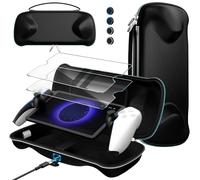 ivoler Étui pour PlayStation Portal Remote Player avec Port de Câble de Charge, avec 2 Films de Protection en Verre Trempé, Sac de Protection Rigide de Rangement - Noir