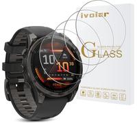 ivoler Lot de 4 Film Protection écran en Verre Trempé pour Garmin Fenix 8 51mm Amoled/Solar/Sapphire Solar (Pas pour Garmin Fenix 8 43mm et 47mm, Dureté 9H Glass, Anti Rayures, HD Transparent