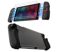 ivoler Matte Dockable Coque Compatible avec Nintendo Switch 2 avec 2 TPU Grip Coque Souple pour Nintendo Switch 2 Joy Con avec 2 Verre Trempé（Noir）