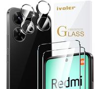 ivoler Pack de 2 Film de Protection d’écran en Verre Trempé pour Xiaomi Redmi 13 4G / Poco M6 4G, avec 2 Pièces Caméra Arrière Protecteur, Dureté 9H Glass, Anti Rayures, Sans Bulles